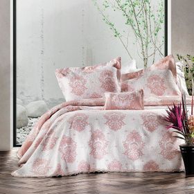 Zebra Casa All Days Damask Pudra Çift Kişilik Yatak Örtüsü