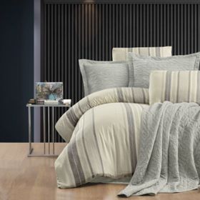 Zebra Casa ZC02-6 Laden Gri Yatak Örtüsü Seti
