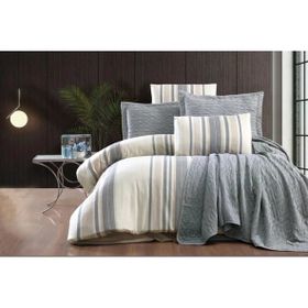 Zebra Casa ZC02-7 Laden Indigo Yatak Örtüsü Seti