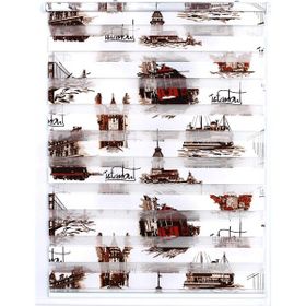 ZebraEvim Kahverengi İstanbul Desenli 110x200 cm Zebra Perde