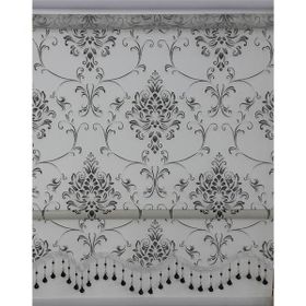 ZebraEvim Siyah Damask Çift Mekanizmalı Tül Boncuklu 130x200 cm Stor Perde