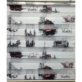 ZebraEvim Siyah-Kırmızı İstanbul Desenli 90x260 cm Zebra Perde