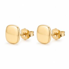Zeino 14K Altın Kaplama - 1 cm Kare Sade Küpe