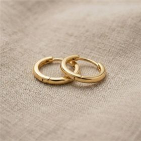 Zeino 14K Altın Kaplama 1 cm Klasik Halka Küpe
