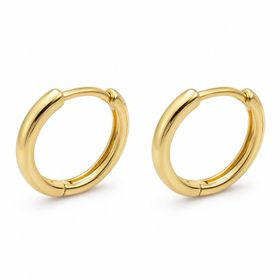 Zeino 14K Altın Kaplama 1 cm Klasik Halka Küpe