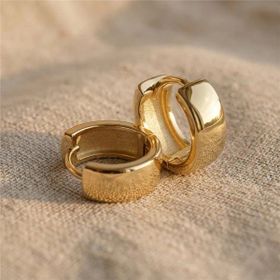 Zeino 14K Altın Kaplama - 13 mm Kalın Küçük Halka Çelik Küpe
