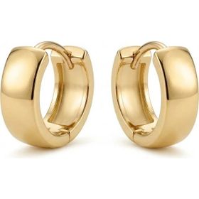 Zeino 14K Altın Kaplama - 13 mm Kalın Küçük Halka Çelik Küpe