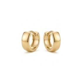 Zeino 14K Altın Kaplama - 13 mm Kalın Küçük Halka Çelik Küpe