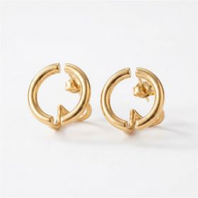 Zeino 14K Altın Kaplama 13 mm Yarım Halka Açık Daire Küpe