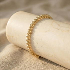 Zeino 14K Altın Kaplama - 17+3 cm Dorikalı Top Boncuklu Bileklik