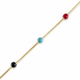 Zeino 14K Altın Kaplama - 17+3 cm Renkli Mineli Top Bileklik