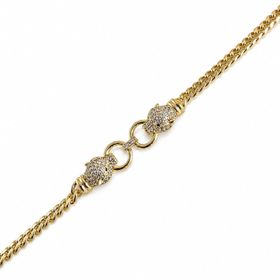 Zeino 14k Altın Kaplama - 18+3 cm Panter Figürlü Zirkon Taşlı Gurmet Bileklik