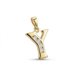Zeino 14K Altın Kaplama - 19 mm Y Harfi Zirkon Taş Detaylı Kolye Ucu
