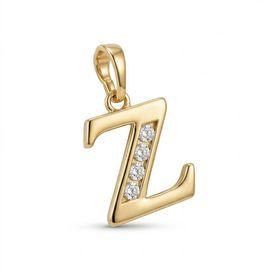 Zeino 14K Altın Kaplama 19 mm Z Harfi Zirkon Taş Detaylı Kolye Ucu