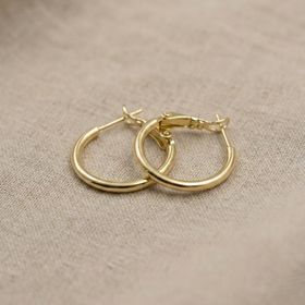 Zeino 14K Altın Kaplama 2 cm Klasik Halka Küpe
