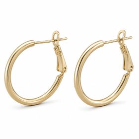 Zeino 14K Altın Kaplama 2 cm Klasik Halka Küpe