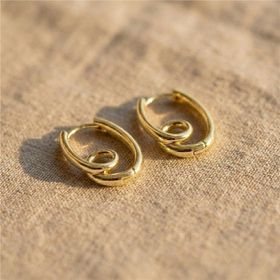 Zeino 14K Altın Kaplama - 2 cm Melodi Düğüm Detaylı Spiral Çelik Küpe