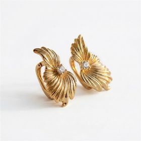 Zeino 14K Altın Kaplama - 22 mm Tasarım Vintaj Zirkon Taşlı Küpe