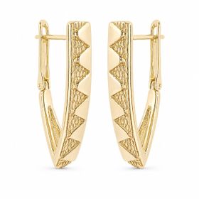 Zeino 14K Altın Kaplama - 24 mm Üçgen Motifli Damla Küpe