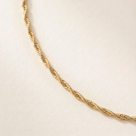 Zeino 14K Altın Kaplama - 45 cm Burgu Halat Zincir Kolye