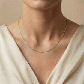 Zeino 14K Altın Kaplama - 45 cm Figaro İtalyan Zincir Kolye