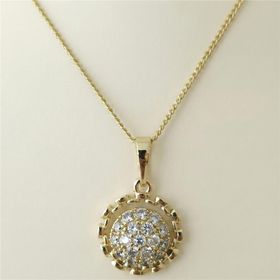 Zeino 14K Altın Kaplama 45 cm Zirkon Çerçeveli Madalyon Kolye