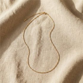 Zeino 14K Altın Kaplama - 46+5 cm 1 mm İnce Gurme Zincir Çelik Kolye