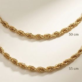 Zeino 14K Altın Kaplama - 55 cm Kalın Burgu Halat Zincir Kolye