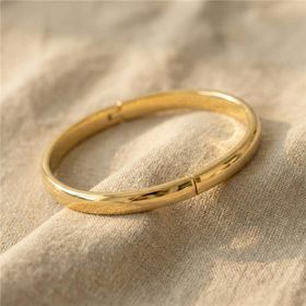 Zeino 14K Altın Kaplama - 6 cm çap Düz Kelepçe Bilezik