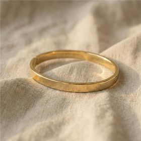 Zeino 14K Altın Kaplama - 6 cm çap Geniş Düz Kelepçe Bilezik