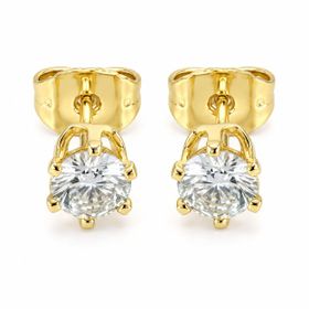Zeino 14K Altın Kaplama 6 mm Tektaş Zirkon Küpe