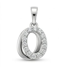 Zeino Beyaz Altın Kaplama 18 mm O Harfi Çift Sıra Zirkon Taşlı Kolye Ucu