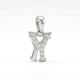 Zeino Beyaz Altın Kaplama 18 mm Y Harfi Zirkon Taş Detaylı Kolye Ucu