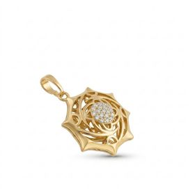 Zeino14K Altın Kaplama 28 mm Geometrik Desenli Zirkon Taşlı Kolye Ucu