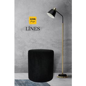 Zem Lines Teddy Kumaş Black Puf