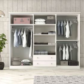 Zenio Myra Beyaz 6 Kapak 2 Çekmeceli Aynalı Gardırop