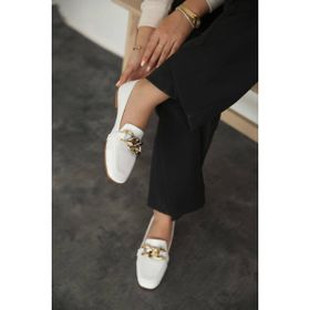 Zenneshoes Randy Beyaz Deri Kadın Babet
