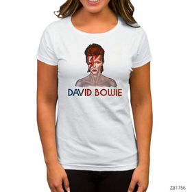 ZEPPLIN-David Bowie Beyaz Kadın Tişört