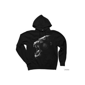 Zepplin King Kong Face Siyah Kapşonlu Sweatshirt