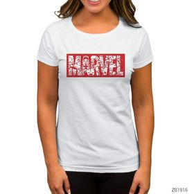 Zepplin Marvel Logo Inside Beyaz Kadın T-shirt