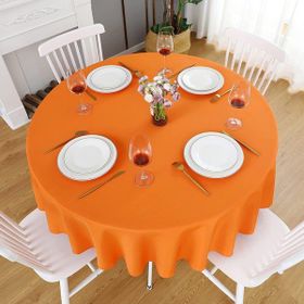 Zeren Home 150x150 cm Turuncu Sıvıya Dayanıklı Yuvarlak Dertsiz Masa Örtüsü