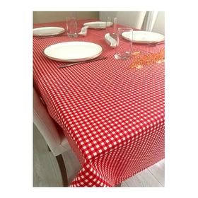 Zeren Home 160x220 cm Sıvı Geçirmez Dertsiz Mini Piti Kare Kırmızı Masa Örtüsü
