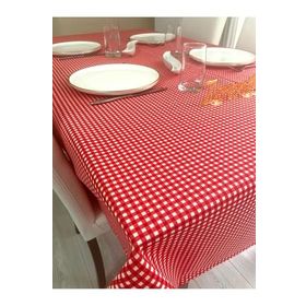 Zeren Home 170x170 cm Sıvı Geçirmez Dertsiz Mini Piti Kare Kırmızı Masa Örtüsü
