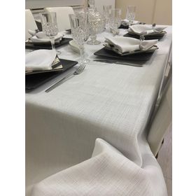 Zeren Home Beyaz Keten Görünümlü Dertsiz Masa Örtüsü