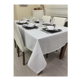 Zeren Home Beyaz Keten Görünümlü Dertsiz Masa Örtüsü