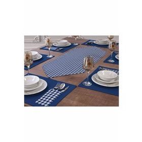 Zeren Home Gri Amerikan Servis Ve 6 Kişilik Ekose Runner Seti