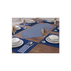 Zeren Home Gri Amerikan Servis Ve 6 Kişilik Ekose Runner Seti