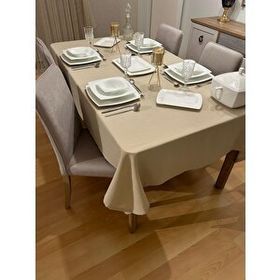 Zeren Home Kapuçino Keten Görünümlü Dertsiz Masa Örtüsü