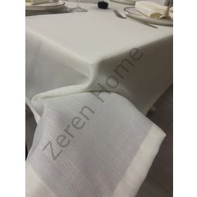 Zeren Home Keten Görünümlü Dertsiz Krem 150 x 240 cm Masa Örtüsü