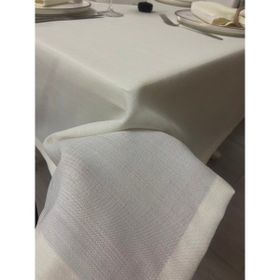 Zeren Home Keten Görünümlü Dertsiz Krem 150 x 350 cm Masa Örtüsü